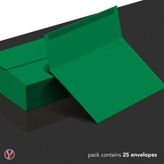 A7 Envelopes, 5 1/4″ x 7 1/4″, Green, Square Flap, 24w (90gsm), 25 per Pack