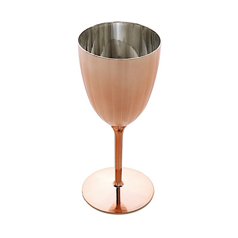 8 oz Metallic Blush Premium Wine Glasses Disposable Flutes Wedding Decorations
