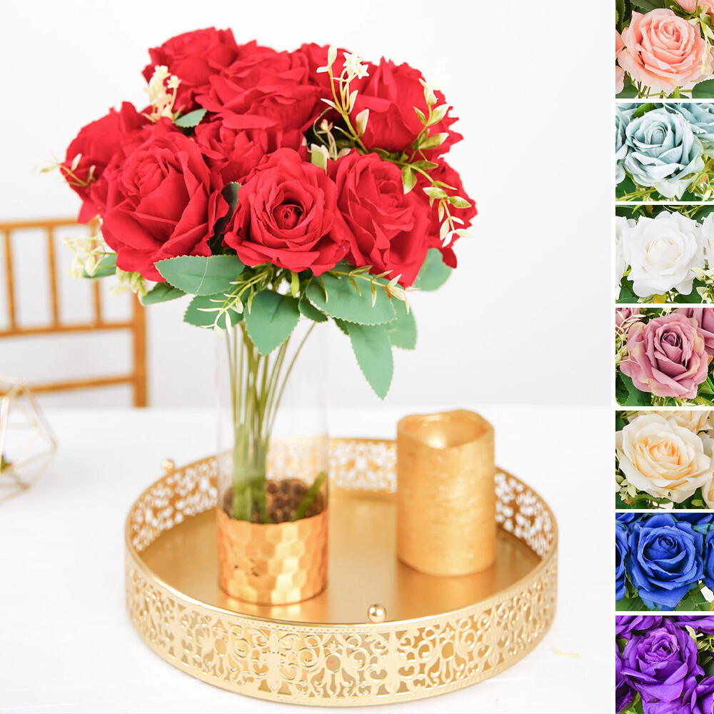 18″ Silk Rose Bushes ARTIFICIAL FLOWERS Wedding Party Events Home Decorations