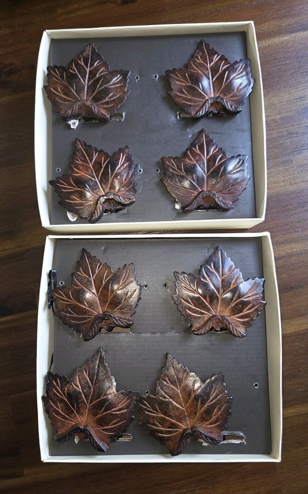 Pottery Barn Maple Leaf Place Card Holders Set of 8 Bronze Metal w/ Boxes #100