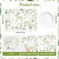 Spring Wildflower Placemats Set of 6 Decorative Floral Eucalyptus White Flower