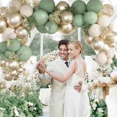 Sage green Balloons, 60pcs 12inch Sage green Sand White Green Sand White