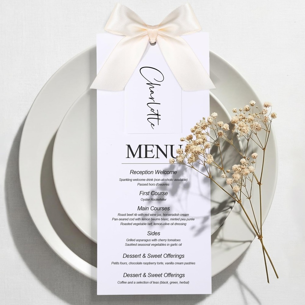 50 Sets 4×9 Inch White Blank Wedding Menu Name Place Cards 76lb Cardstock