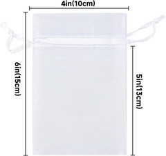 50Pcs Organza Bags – 4X6 Inch White Wedding Favor & Jewelry Pouches with Drawstr