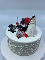 Funny Auto Mechanic Cake Topper Reception Wedding Day Bride Groom Funny
