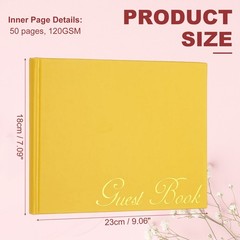 Elegant Guestbook, 9″x7″ PU Leather Wedding Guest Book, Lemon Yellow