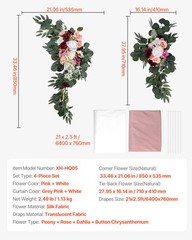 Uimoso Artificial Wedding Arch Flowers Kit with Drapes Kit Deluxe White Pink