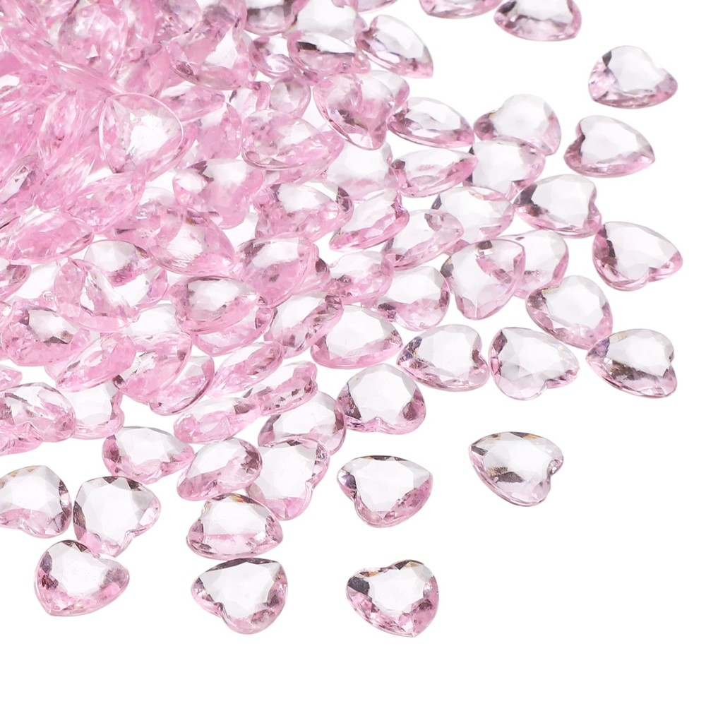 250Set Acrylic Heart Gems Heart Shaped Bauble Vase Fillers Ornaments Pink