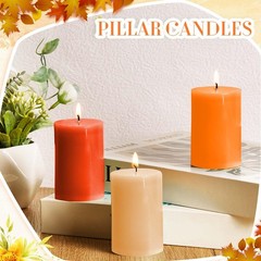 Conelist Set Of 6 Gradient Orange Small Pillar Candles 2 X 3 Inch Unscented