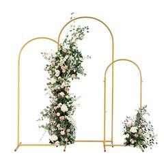 Golden Arch Backdrop Stand Set of 3 (6FT, 5FT, 4FT) Wedding Arched Metal Frame