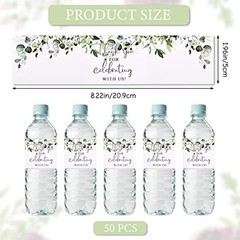 Wedding Water Bottle Labels Thank You, 50 Pcs Greenery Plant Water Bottle