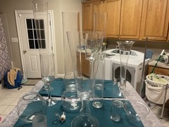 (Set of 4) 39 1/2 Trumpet Clear Glass Vases Wedding Party Centerpieces Event