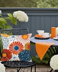 Jartinle Navy Blue Dahlia Flower 18″ x (Pack of 2), Burnt Orange
