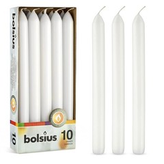 BOLSIUS 10 Count Household White Dinner Candles – 9 Inches – 10 Count,