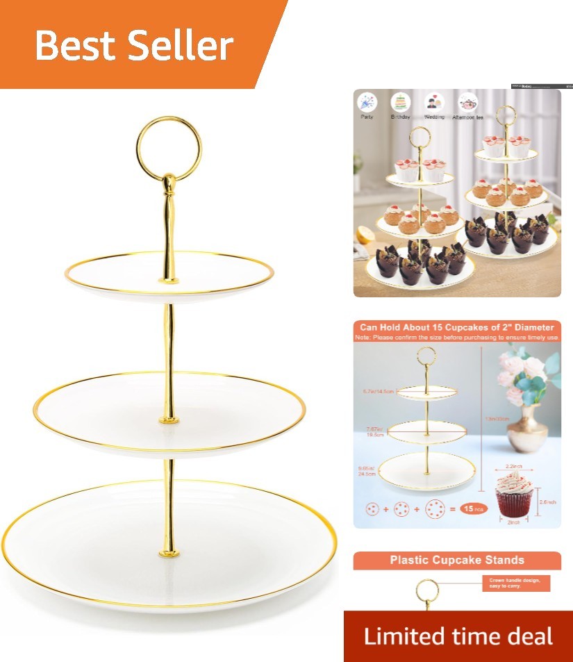 Versatile 3-Tier Serving Tray – Stunning Presentation for Cupcakes & Treats