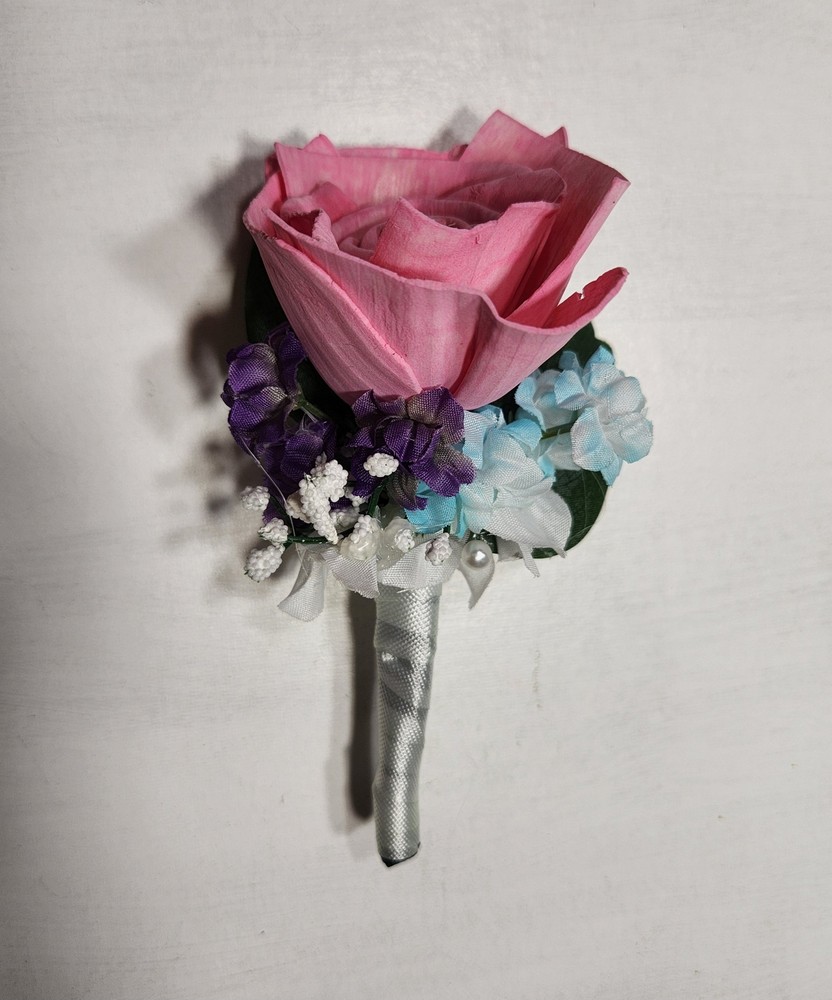 Pink Purple Teal Rose Calla Lily Sola Wood Bridal Wedding Bouquet Accessories