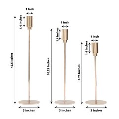 Balsa Circle 3 Gold Metal Candlesticks Stands Taper Candle Holders 13″,