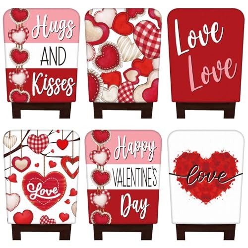 6 Pcs Valentines Day Chair Covers Valentines Dining Chair Back Love Heart