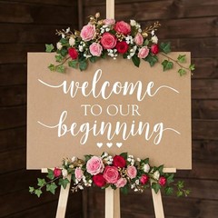 Handmade Water-Resistant Wedding Welcome Sign – 20″ Vinyl Decal for Reception
