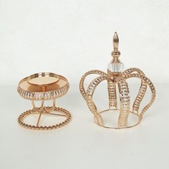 13″ Gold Metal Crown Spiral Pillar Votive CANDLE HOLDER Stand Centerpiece Party