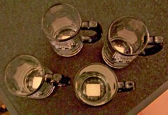 4 pc Team Groom handled clear glass tankard set Best Man Groomsman mugs