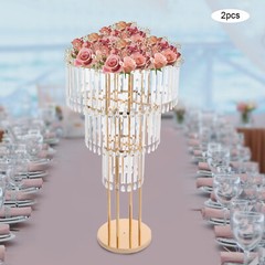 3-Tier Clear Gold Wedding Flower Stand Acrylic Iron Floor/Tabletop