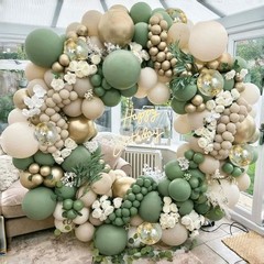 Sage Green White Sand Balloon Arch 18inch, 12inch, 10inch, 5inch, Gold