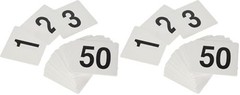 Pre-Printed Plastic Table Numbers 1-50, 4×4 Inches, 2-Pack for Easy Event Setup