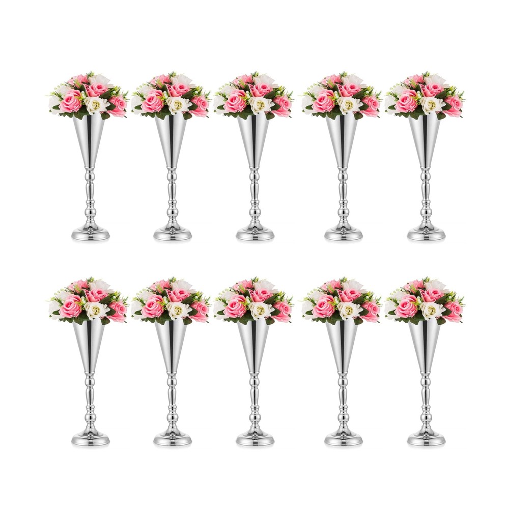 Sliver Vase Centerpiece Table Decorations – 10 Pcs Metal Tabletop Flower Stan…