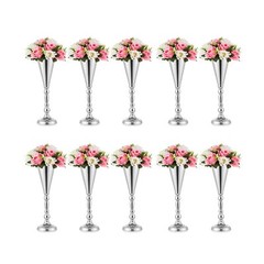 Sliver Vase Centerpiece Table Decorations – 10 Pcs Metal Tabletop Flower Stan…