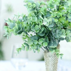 12 Bushes FROSTED GREEN 14″ tall Eucalyptus Artificial Greenery Wedding Bouquets