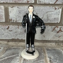 Hockey Player Groom Porcelain Wedding Cake Topper by Weddingstar
