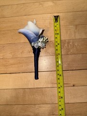 Lot Of 3 Sink Floral Bouquets Bride Groom Maid Of Honor Flower Girl Blue & White