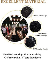 Wedding Aisle Runner Sequin Fabric Black 10FT Long Sparkle Walkway Rug