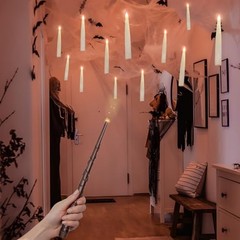 Halloween Decorations – Floating Candles with Pillar Candles with Wand Remote