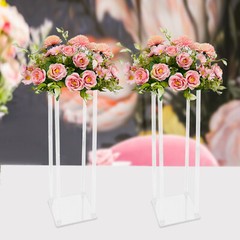 2pcs Tall Elegant Decorative Vase Column Acrylic Flower Stand Display Wedding