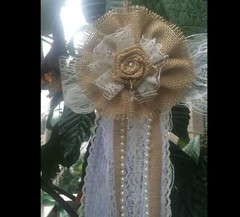 6pcs Shabby Chic Decor Burlap and Lace Pew Bows, Burlap bows, Wedding bows
