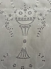 2 VTG Italian Hand Embroidery Floral Stem Chalice Goblet Figure Runners 51″ x18″
