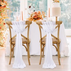 Fanqisi White Chair Sashes 16 Packs 8ft Long Aisle Wedding 16Pcs,