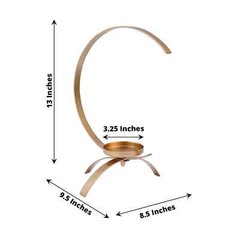 Gold 13 in Half Moon Shaped Metal Pillar CANDLE HOLDER Centerpiece Party Events