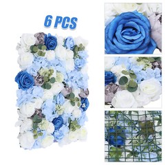Silk Blue& White& Green 6 Pcs 23.62*15.74in Artificial Flowers Wall Decoration