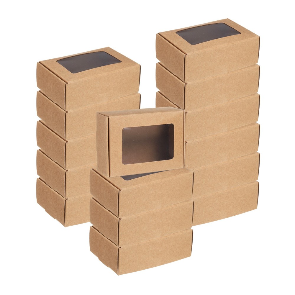 16Pcs Kraft Soap Boxes 3.3″ x 2.4″ x 1.2″ Mini Kraft Treat Boxes Light Brown