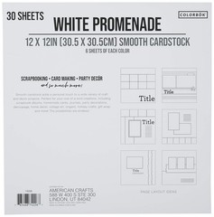 Colorbok 12x12in Smooth Cardstock White 12-x-12-Inch, Multi-colored