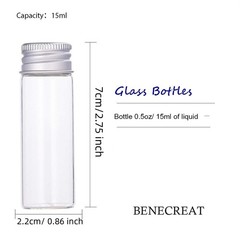 BENECREAT 20 Pack 15ml/0.5oz Glass Bottles Sample 15ml-0.86×2.75″, Clear