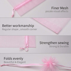 100PCS 4X6Inch (10X15Cm) Drawstring Organza Jewelry Favor Pouches Wedding Party