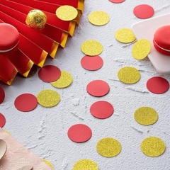 Gold and Red Confetti Table Decoration for Birthday Wedding Gold,red