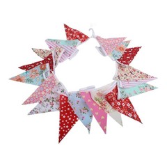 33 Ft Vintage Flower Fabric Bunting Banner 36 Triangle Flag for Party Decor