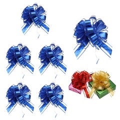 6 Pcs Large Pull Bow Gift Wrapping, 9 Inch Ribbon Organza Dark Blue Bows