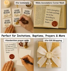 Christian Wax Seal Stamp Head 25mm Brass – Cross, Jesus Fish, God Bless