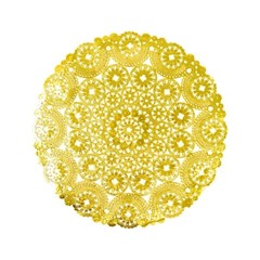 50 GOLD Round Disposable Metallic Lace Design Paper PLACEMATS Party Tableware
